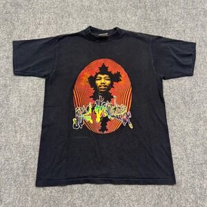 VTG 1990's Jimi Hendrix Mens L Made In USA Black Band Tour Multicolor‎ Single